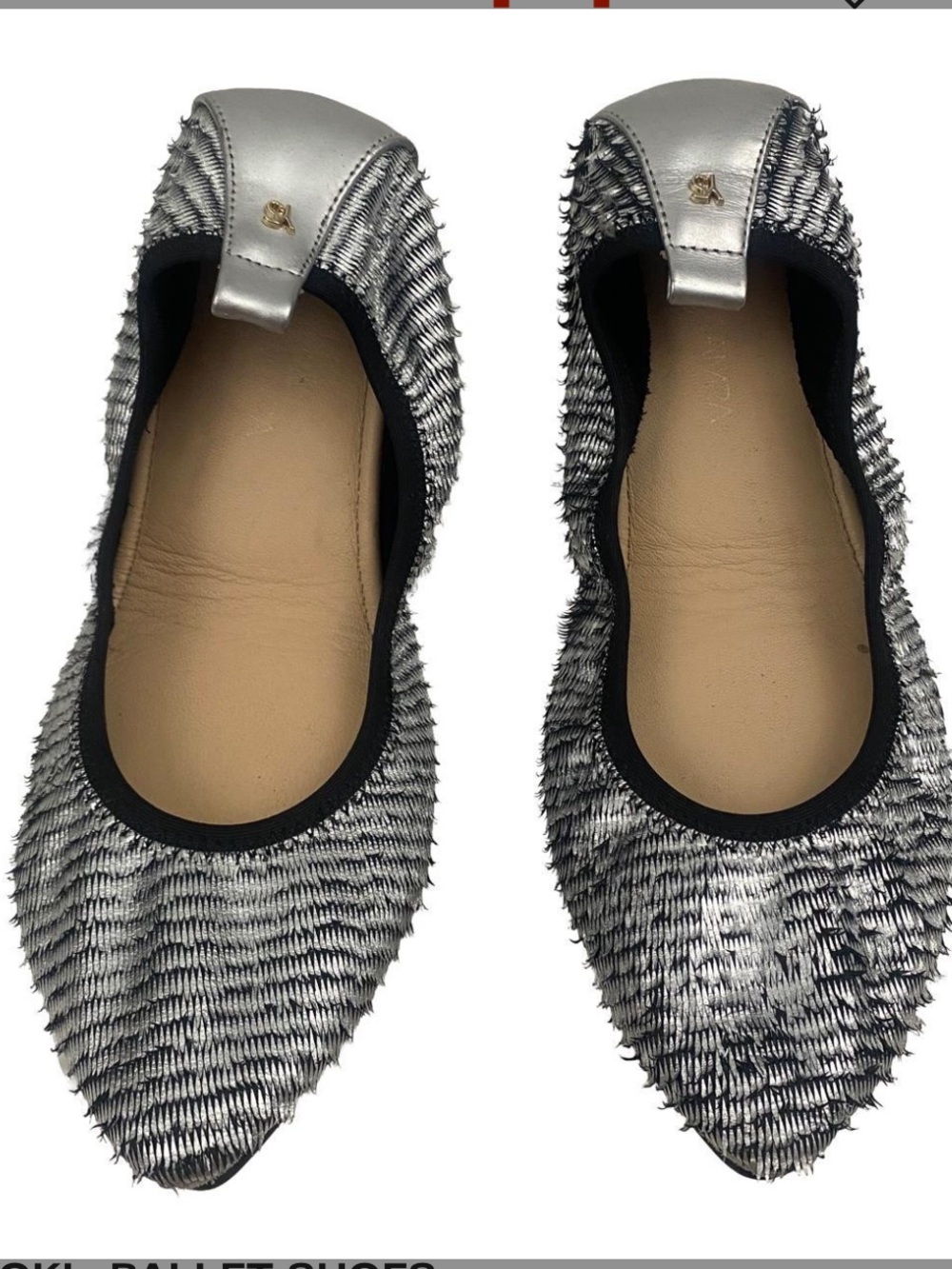 Yoki Silver Pointed Textured Ballet Flats
